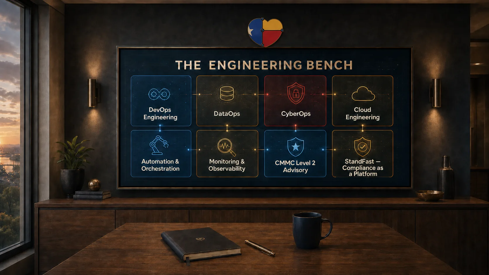 The MoGhraOps engineering bench &mdash; DevOps, DataOps, CyberOps, Cloud, Automation & Orchestration, Monitoring & Observability, CMMC Level 2 Advisory, and the StandFast continuous-assurance platform
