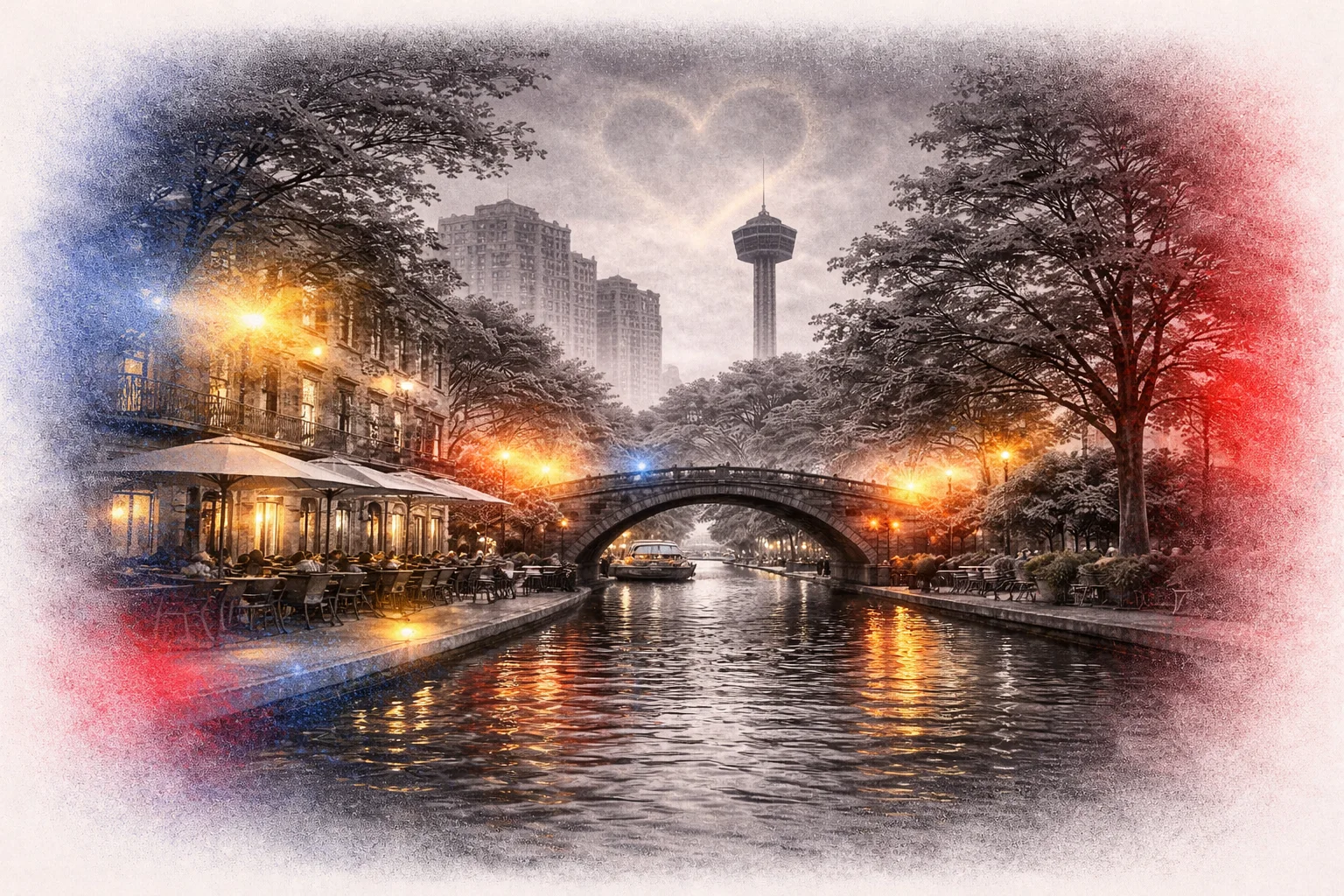 San Antonio River Walk at night — warmth, welcome, and home